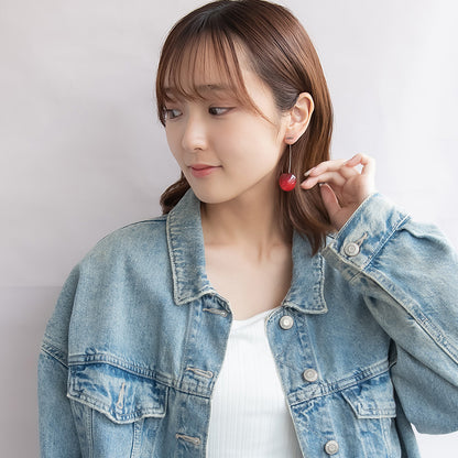 ピアス メタル フルーツ チェリー さくらんぼ クリア カラー バックキャッチ スタッドピアス