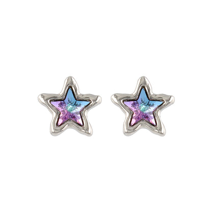 ピアス ニッケルフリー メタル 星 オーロラ カラー ストーン チタンポスト スタッドピアス
