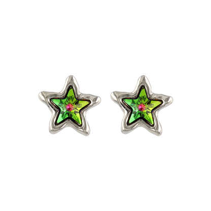 ピアス ニッケルフリー メタル 星 オーロラ カラー ストーン チタンポスト スタッドピアス