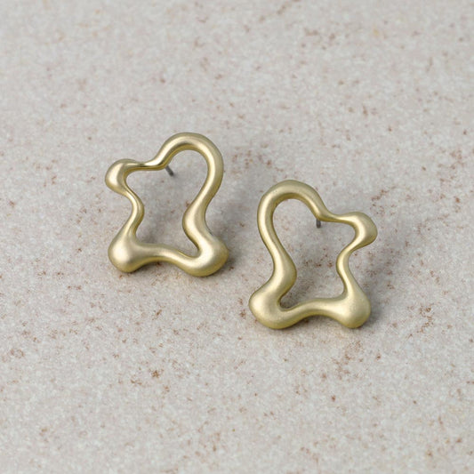 ピアス ニッケルフリー sable gold メタル ウエーブ メルト スタッドピアス