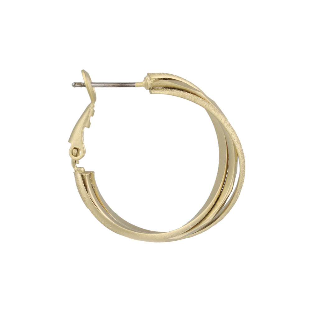 ピアス ニッケルフリー sable gold メタル ダイヤカット 梨地 クロス ライン フープピアス
