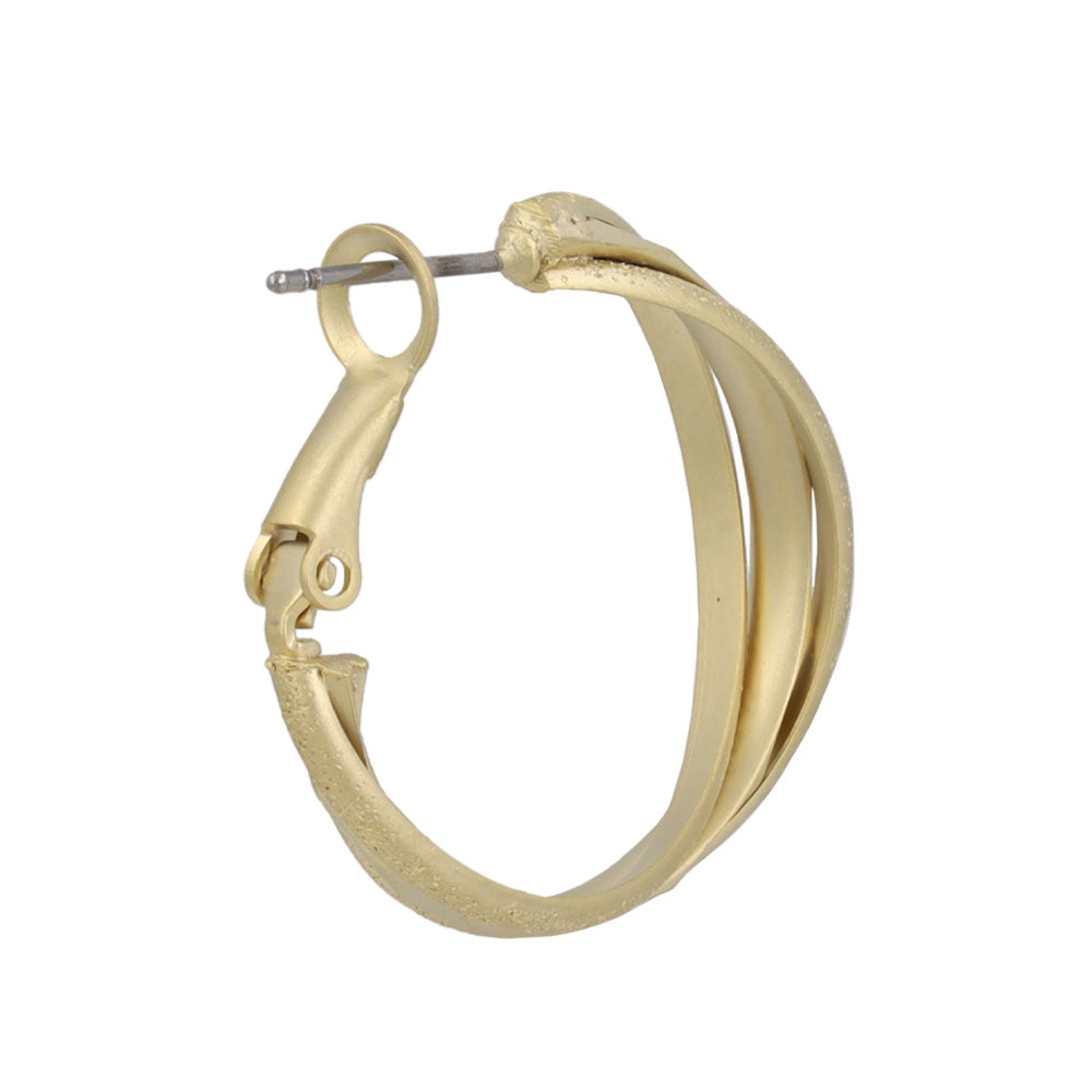 ピアス ニッケルフリー sable gold メタル ダイヤカット 梨地 クロス ライン フープピアス