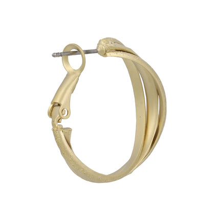 ピアス ニッケルフリー sable gold メタル ダイヤカット 梨地 クロス ライン フープピアス