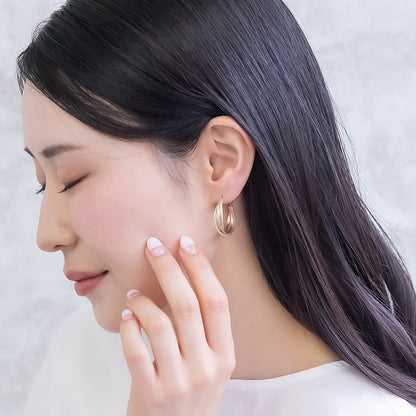 ピアス ニッケルフリー sable gold メタル ダイヤカット 梨地 クロス ライン フープピアス