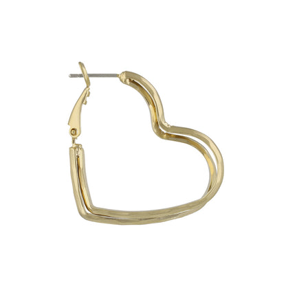 ピアス ニッケルフリー sable gold メタル ダブル ライン ハート フープピアス