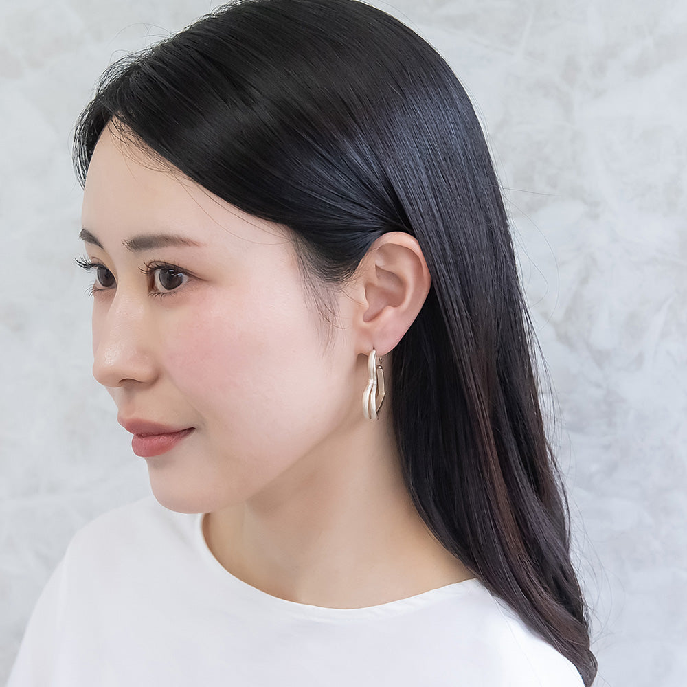ピアス ニッケルフリー sable gold メタル ダブル ライン ハート フープピアス