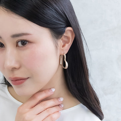 ピアス ニッケルフリー sable gold メタル ダブル ライン ハート フープピアス