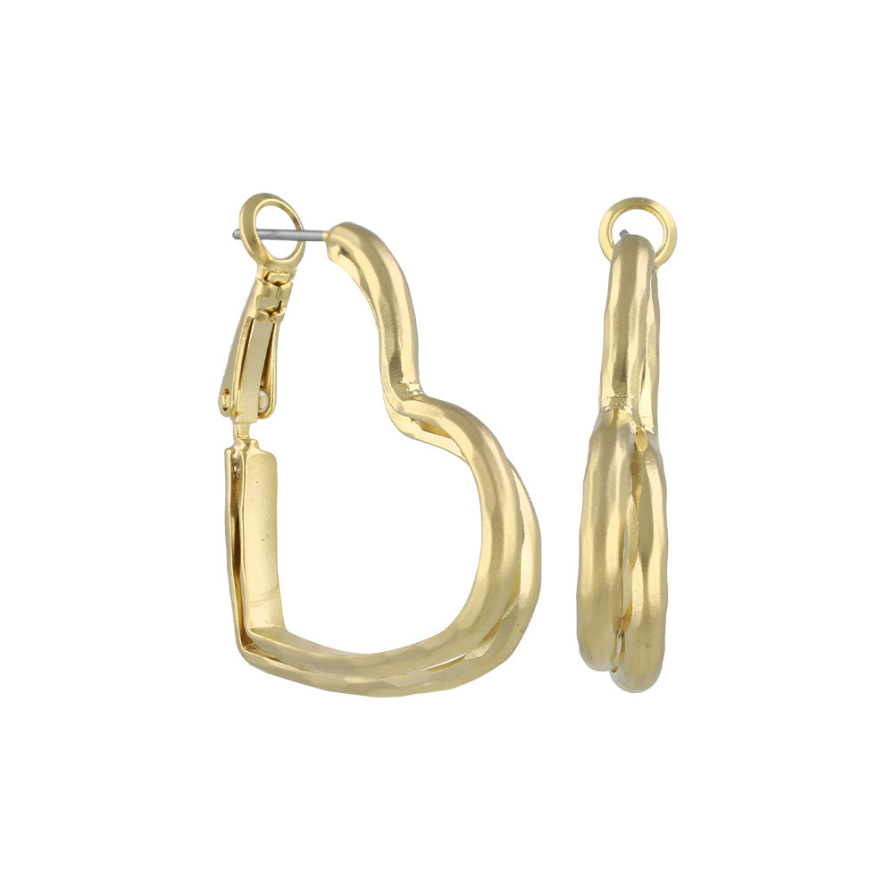 ピアス ニッケルフリー sable gold メタル ダブル ライン ハート フープピアス
