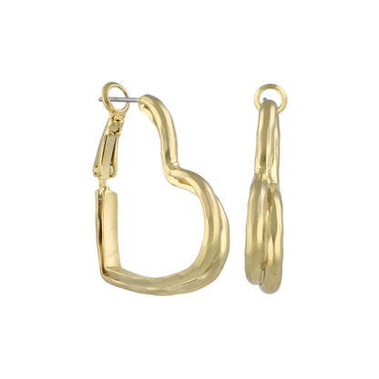 ピアス ニッケルフリー sable gold メタル ダブル ライン ハート フープピアス