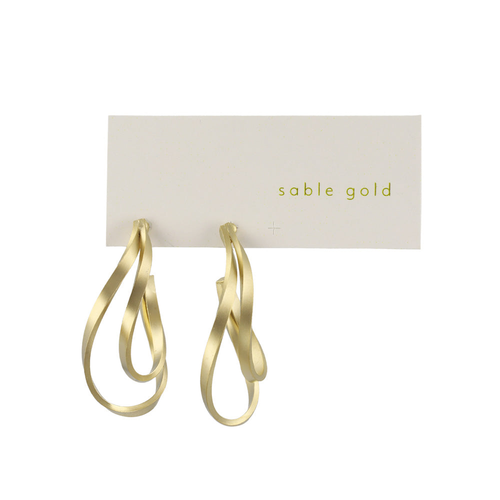 ピアス ニッケルフリー sable gold メタル ダブル ウェーブ ライン カーブ スタッドピアス