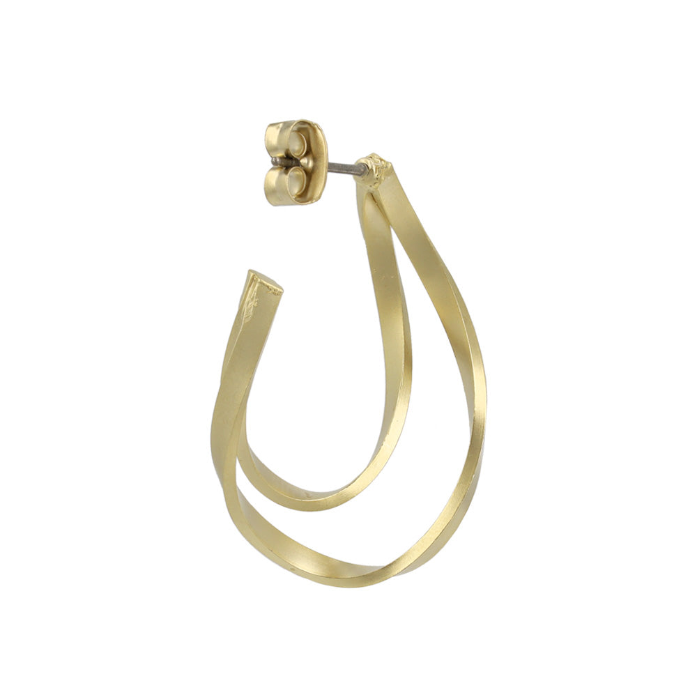 ピアス ニッケルフリー sable gold メタル ダブル ウェーブ ライン カーブ スタッドピアス