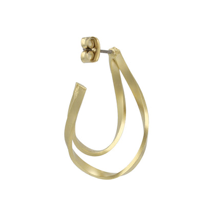 ピアス ニッケルフリー sable gold メタル ダブル ウェーブ ライン カーブ スタッドピアス