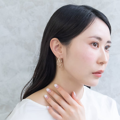 ピアス ニッケルフリー sable gold メタル ダブル ウェーブ ライン カーブ スタッドピアス