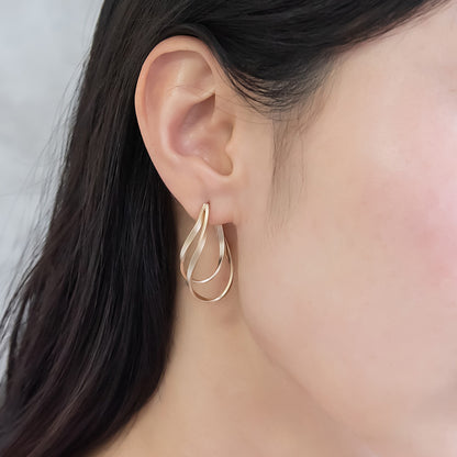 ピアス ニッケルフリー sable gold メタル ダブル ウェーブ ライン カーブ スタッドピアス