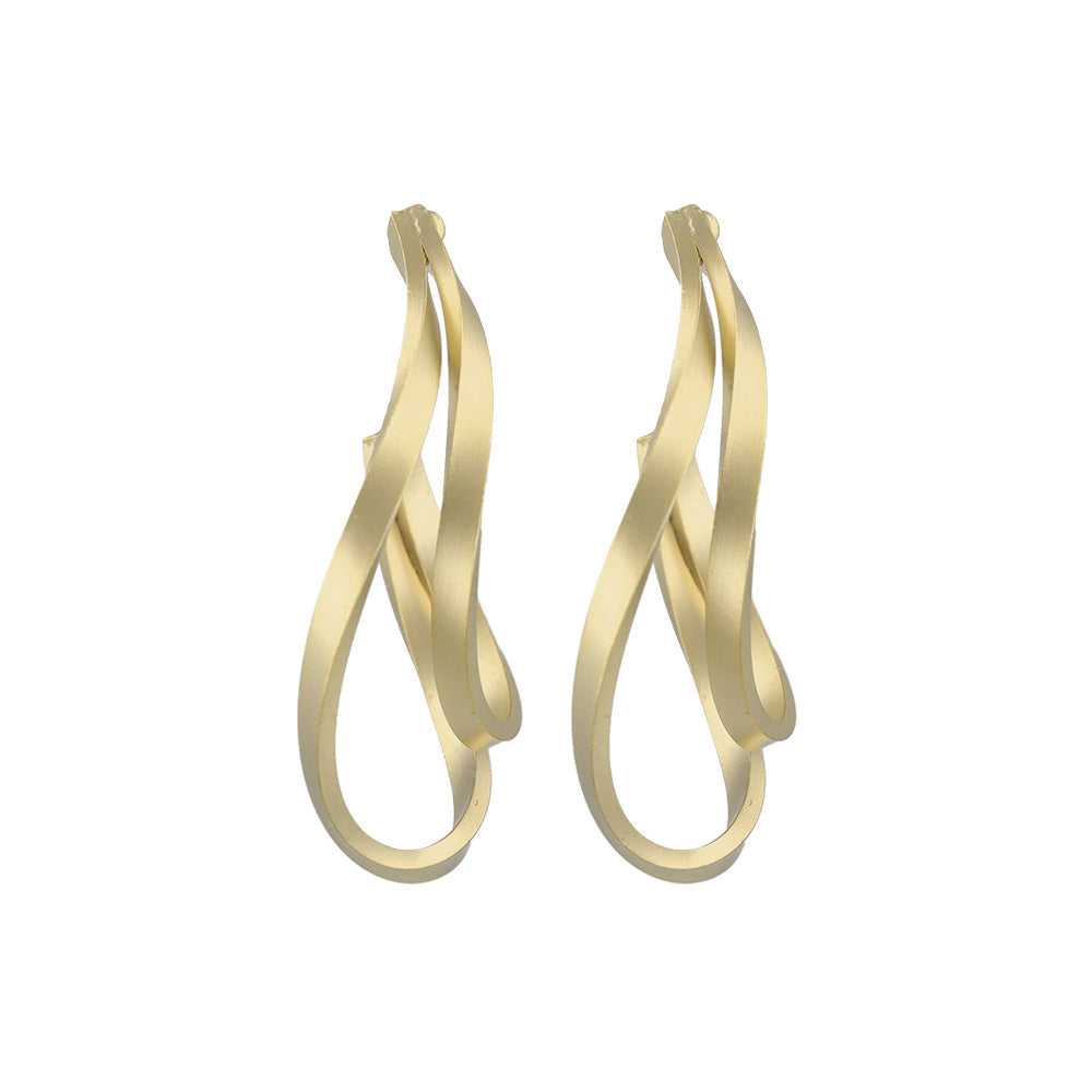 ピアス ニッケルフリー sable gold メタル ダブル ウェーブ ライン カーブ スタッドピアス
