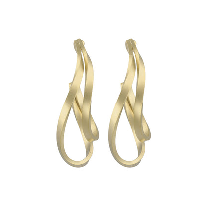 ピアス ニッケルフリー sable gold メタル ダブル ウェーブ ライン カーブ スタッドピアス