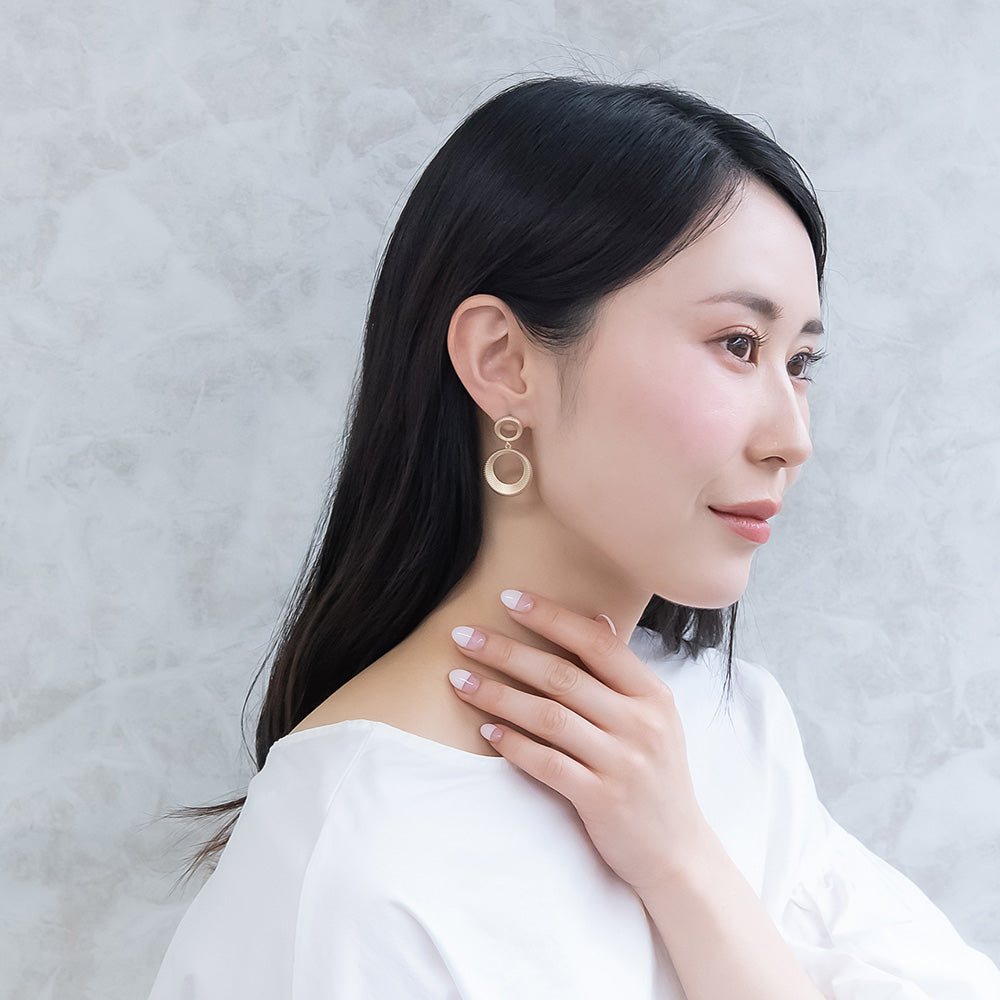 ピアス ニッケルフリー sable gold メタル ダブル サークル ライン スタッドピアス