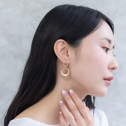 ピアス ニッケルフリー sable gold メタル ダブル サークル ライン スタッドピアス