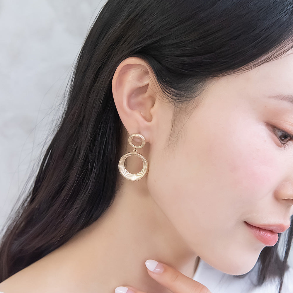 ピアス ニッケルフリー sable gold メタル ダブル サークル ライン スタッドピアス