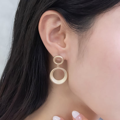 ピアス ニッケルフリー sable gold メタル ダブル サークル ライン スタッドピアス