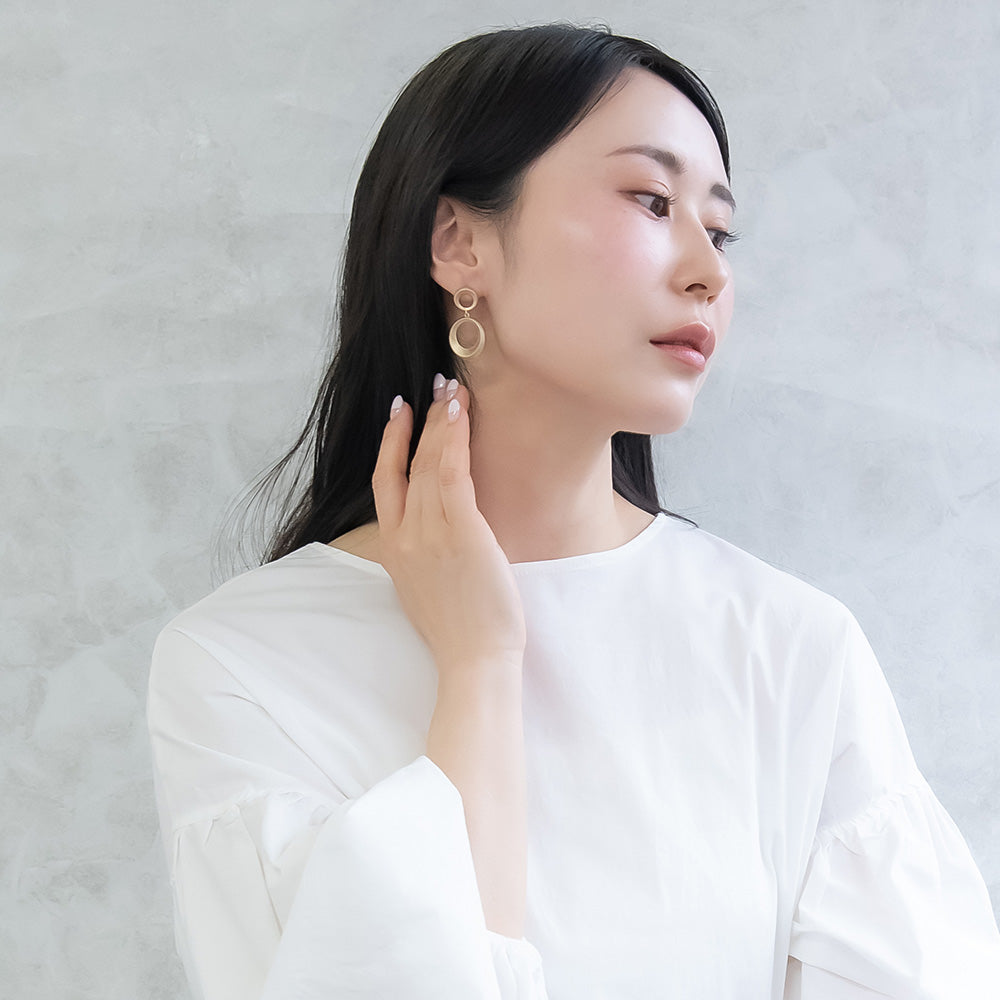 ピアス ニッケルフリー sable gold メタル ダブル サークル ライン スタッドピアス