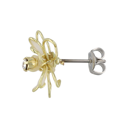 ピアス ニッケルフリー ワイヤーフラワー ストーン チタンポスト スタッドピアス