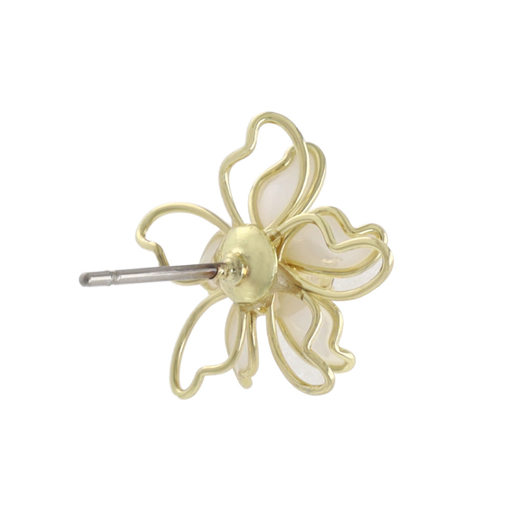 ピアス ニッケルフリー ワイヤーフラワー ストーン チタンポスト スタッドピアス