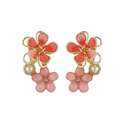 ピアス ニッケルフリー ワイヤーフラワー パール ストーン チタンポスト スタッドピアス