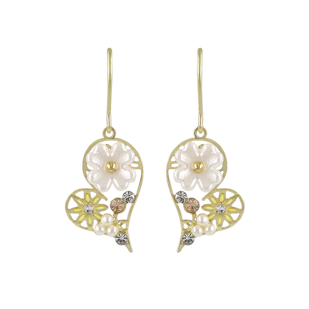 ピアス ニッケルフリー フラワー ハート パール ストーン フックピアス