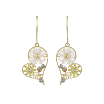 ピアス ニッケルフリー フラワー ハート パール ストーン フックピアス