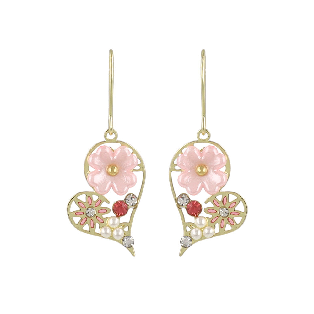 ピアス ニッケルフリー フラワー ハート パール ストーン フックピアス