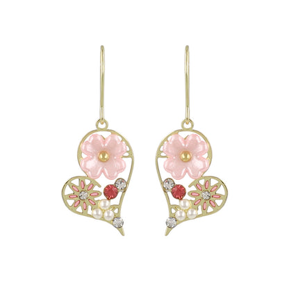 ピアス ニッケルフリー フラワー ハート パール ストーン フックピアス