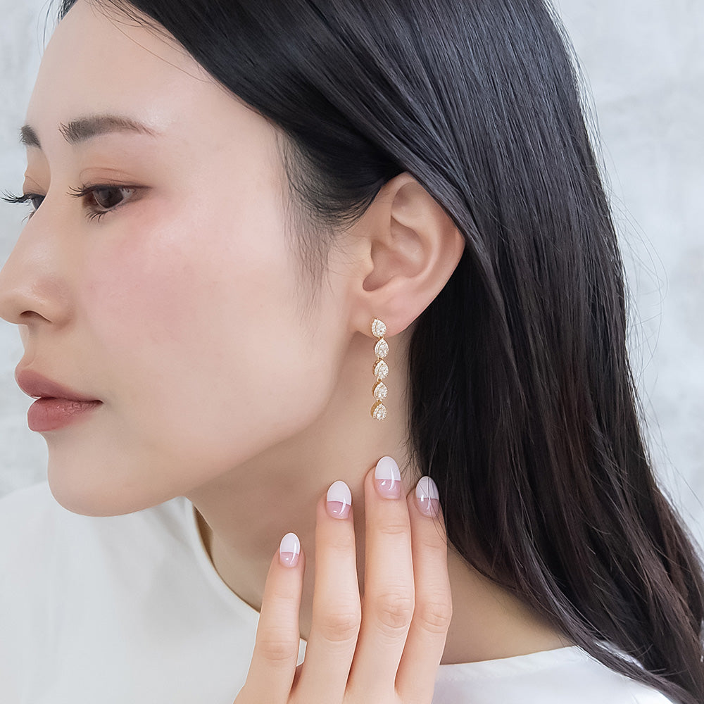REFLET ニッケルフリー メタル パヴェ キュービックジルコニア スタッドピアス