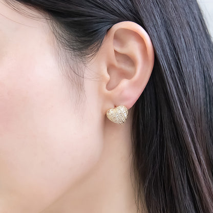 REFLET ニッケルフリー メタル ハート キュービックジルコニア スタッドピアス
