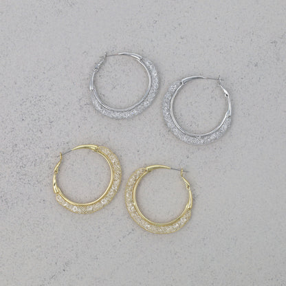 ピアス ニッケルフリー メタル ストーン チタンポスト フープピアス