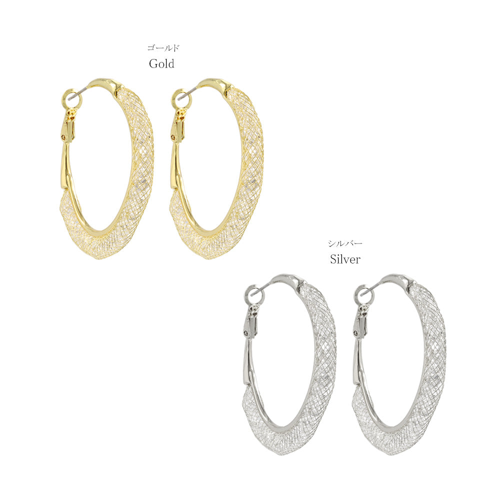 ピアス ニッケルフリー メタル ストーン チタンポスト フープピアス