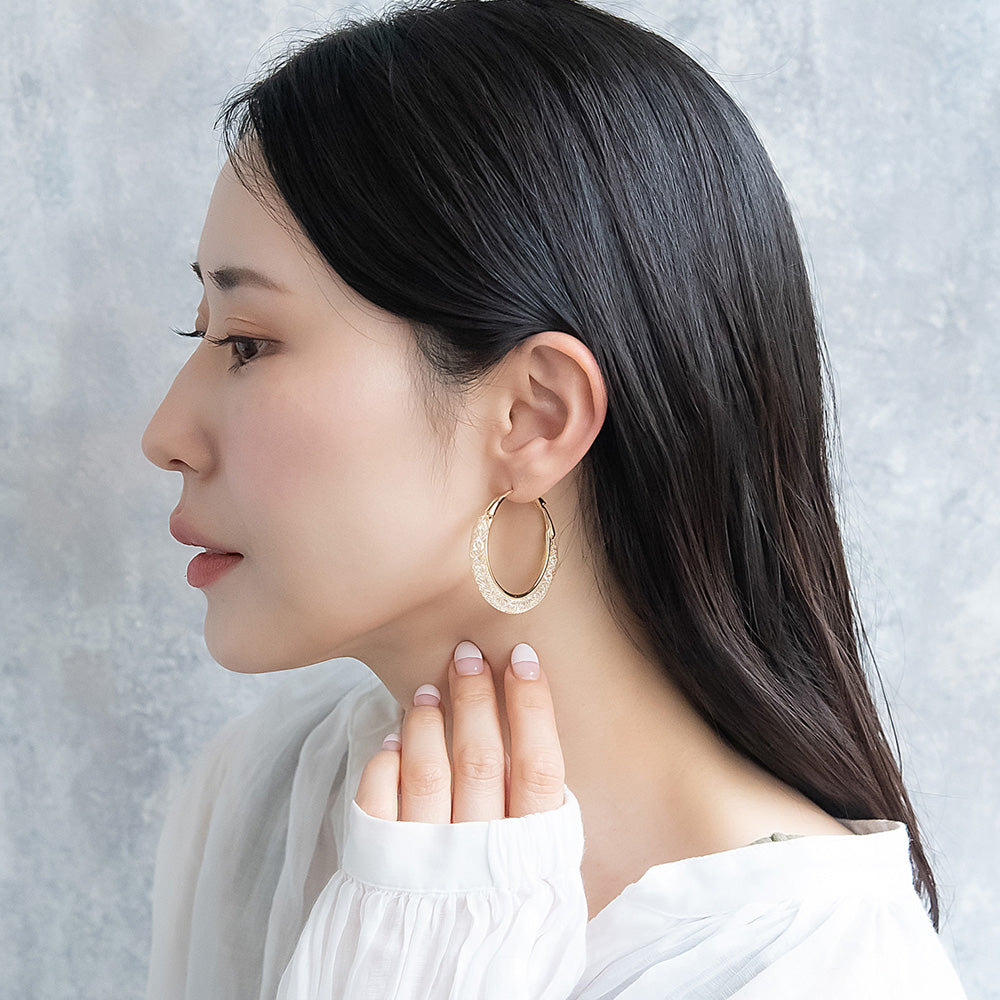ピアス ニッケルフリー メタル ストーン チタンポスト フープピアス