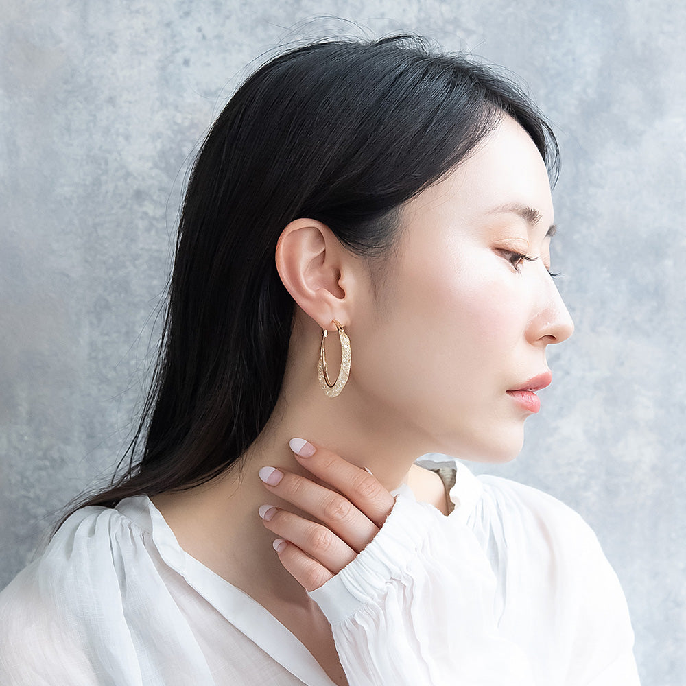 ピアス ニッケルフリー メタル ストーン チタンポスト フープピアス