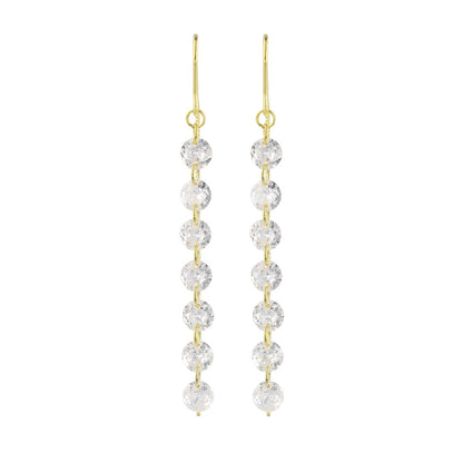 ピアス REFLET ニッケルフリー キュービックジルコニア 粒 ライン メタル ロング チェーン U字 アメリカンピアス