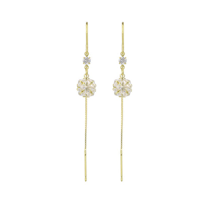 ピアス REFLET ニッケルフリー キュービックジルコニア スクエアカット ボール メタル ロング チェーン U字 アメリカンピアス