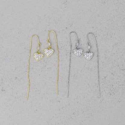ピアス REFLET ニッケルフリー キュービックジルコニア ハート メタル ロング チェーン U字 アメリカンピアス