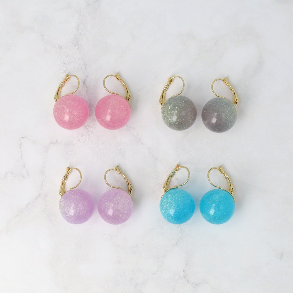 ピアス ニッケルフリー メタル クリア ボール ラメ 封入 キャッチレス フックピアス