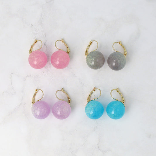 ピアス ニッケルフリー メタル クリア ボール ラメ 封入 キャッチレス フックピアス
