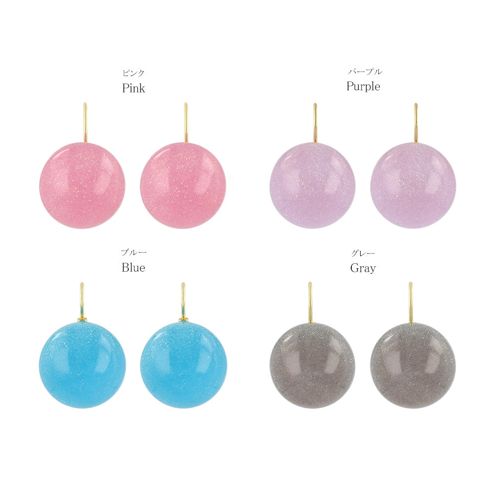 ピアス ニッケルフリー メタル クリア ボール ラメ 封入 キャッチレス フックピアス