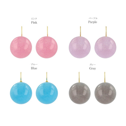 ピアス ニッケルフリー メタル クリア ボール ラメ 封入 キャッチレス フックピアス