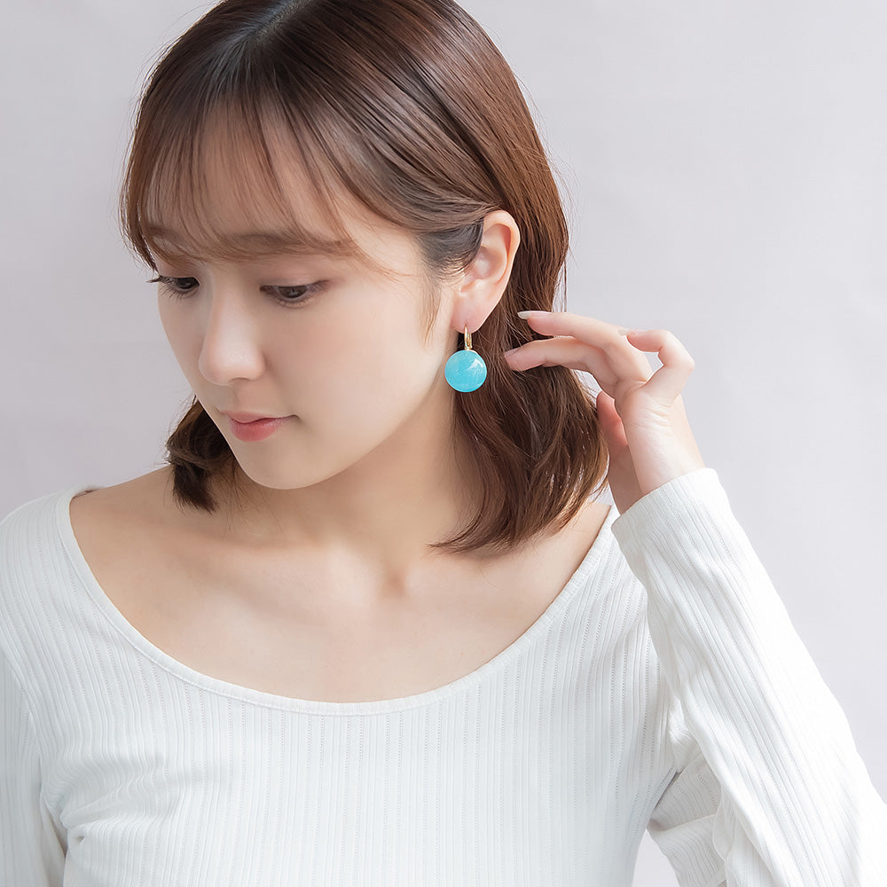 ピアス ニッケルフリー メタル クリア ボール ラメ 封入 キャッチレス フックピアス