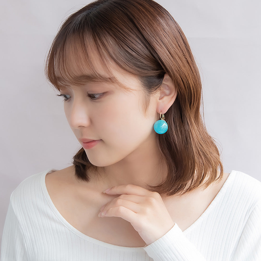 ピアス ニッケルフリー メタル クリア ボール ラメ 封入 キャッチレス フックピアス