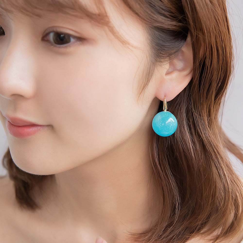ピアス ニッケルフリー メタル クリア ボール ラメ 封入 キャッチレス フックピアス