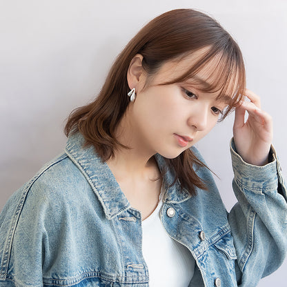 neige. メタル ドロップ カーブ ダブル ライン チタンポスト スタッドピアス