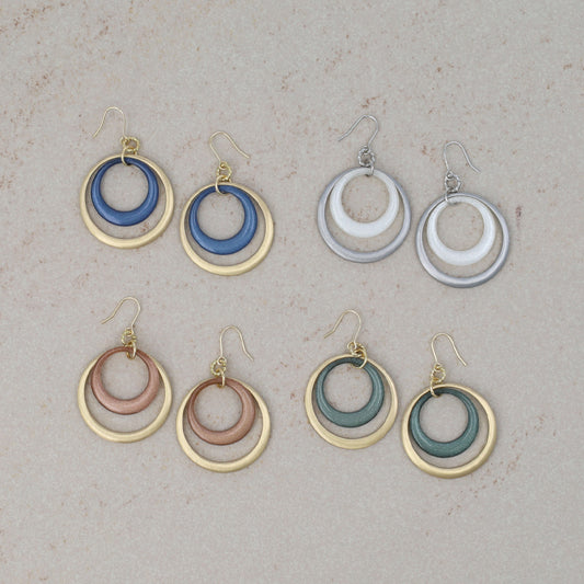 ピアス ニッケルフリー メタル カラー 2連 サークル フックピアス